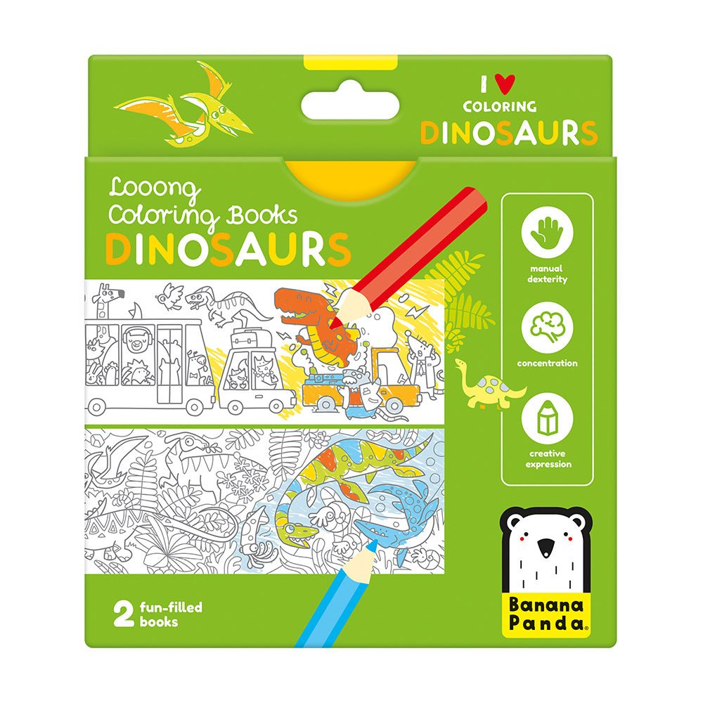 Livres de Coloriage Looong - J'adore Colorier les Dinosaures - Banana Panda - myplayground