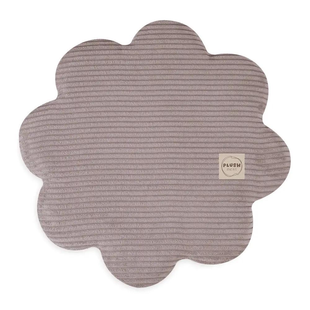 Pouf fleur 54x25 cm - Velours côtelé beige premium, forme de fleur - Plush Nest by Misioo