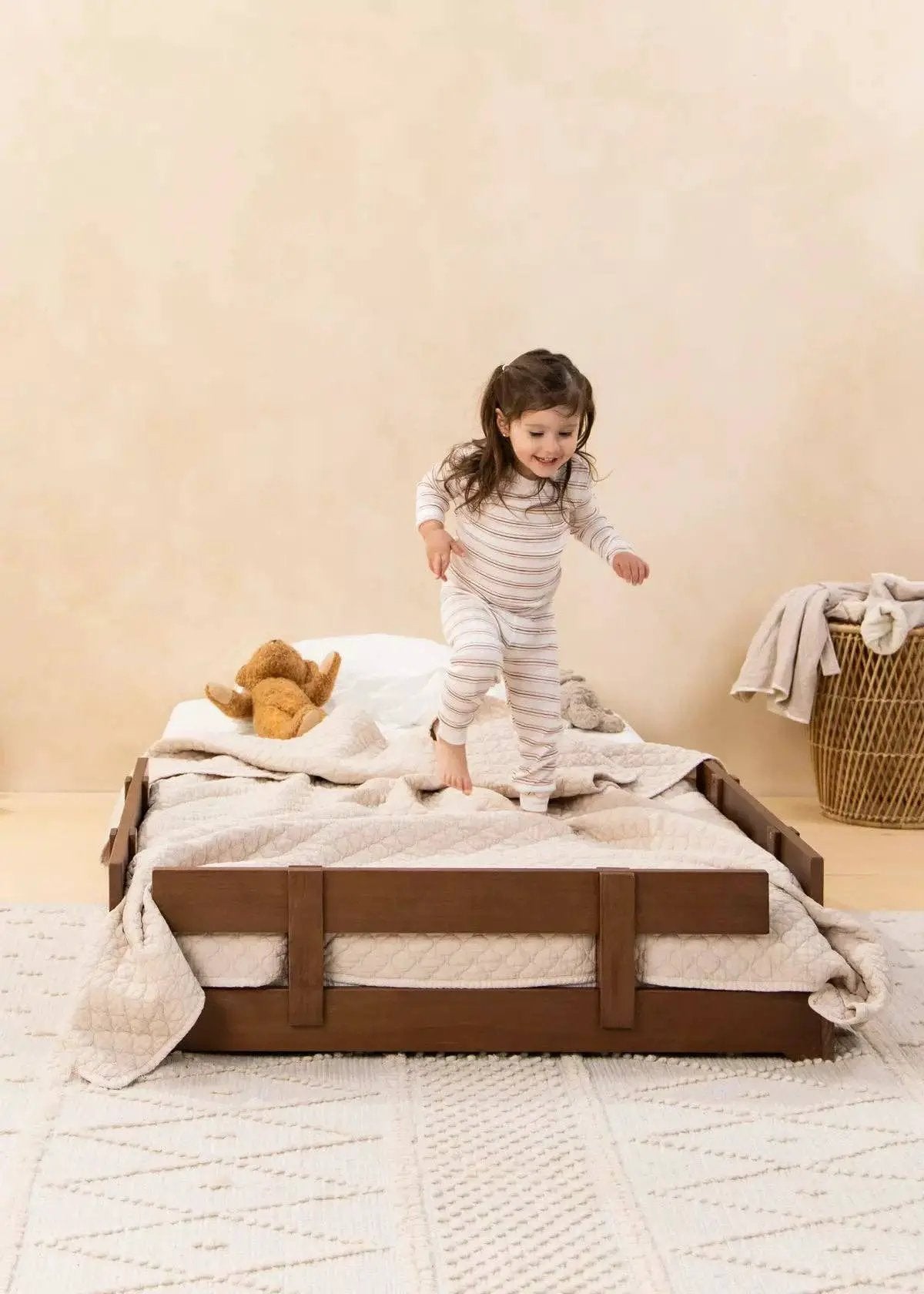 Barre de cadre de lit en bois - Noyer - Coco village by Coco Village