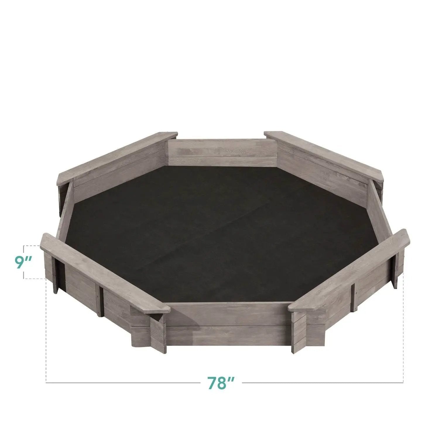 Outdoor Kid's Octagonal Sandbox in Grey Wood Finish by FastFurnishings
