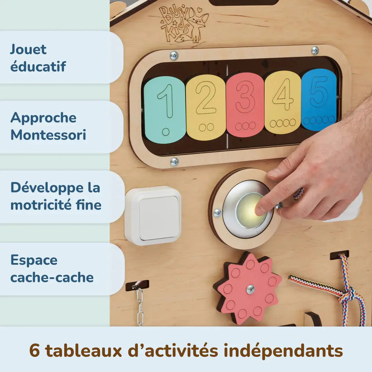 Ensemble Maisonnette Natura et Cube Interactif - Bois Natura - 12 à 18 mois - BusyKids by BusyKids