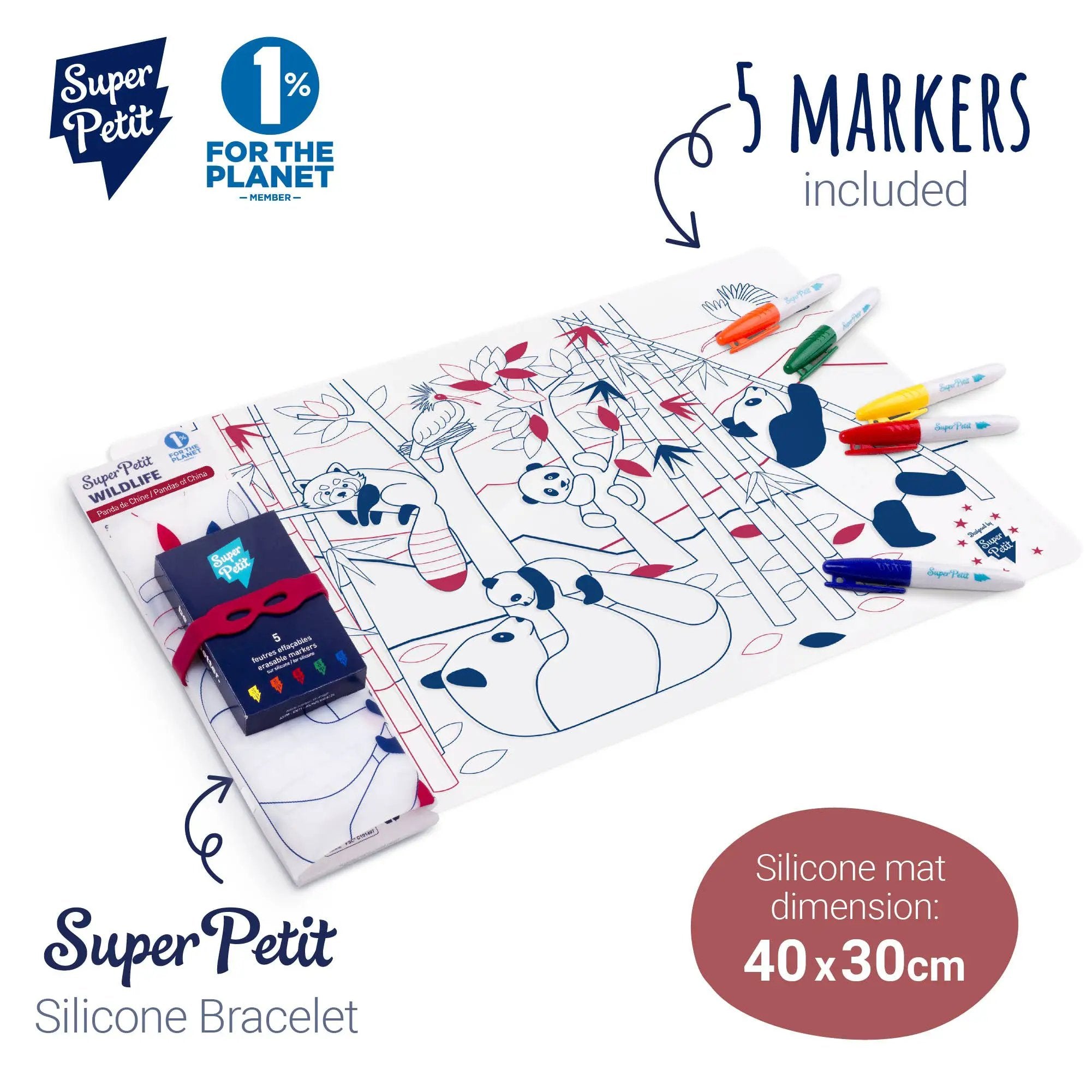 Jeu éducatif: Set de table en silicone PANDA - Réutilisable by SuperPetit