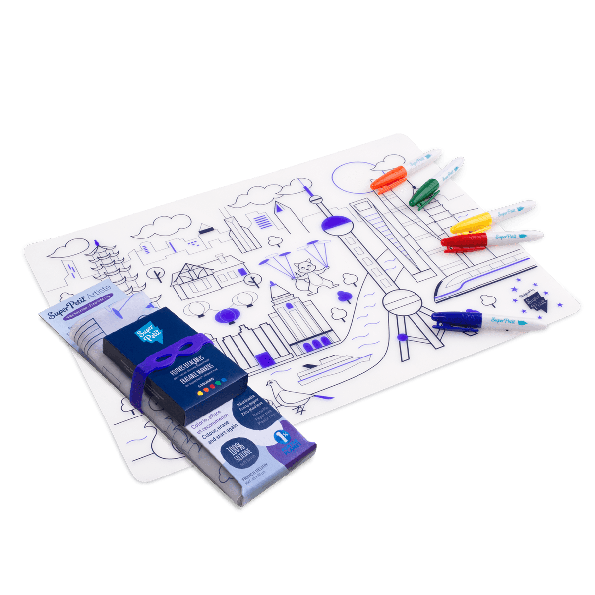 Jeu éducatif: Set de table en silicone CITY - Réutilisable by SuperPetit