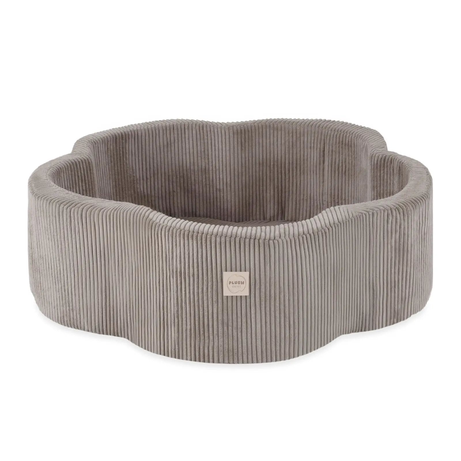 Piscine à balles, 95x30, beige, velours côtelé premium, Floral Fun Zone (+ 200 boules perle, or, transparentes) - Plush nest - Misioo by Misioo