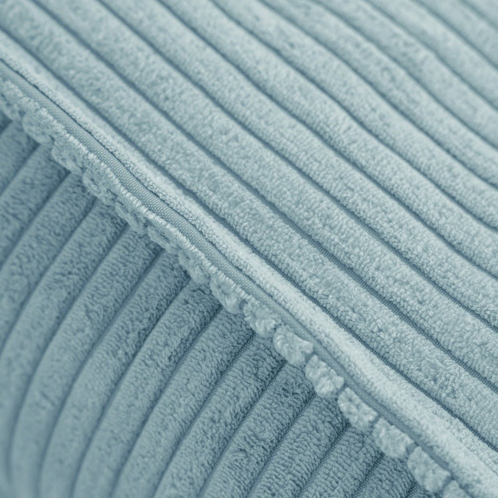 Pouf 60x60 cm - Coussin de sol, velours côtelé bleu premium - Plush Nest - myplayground