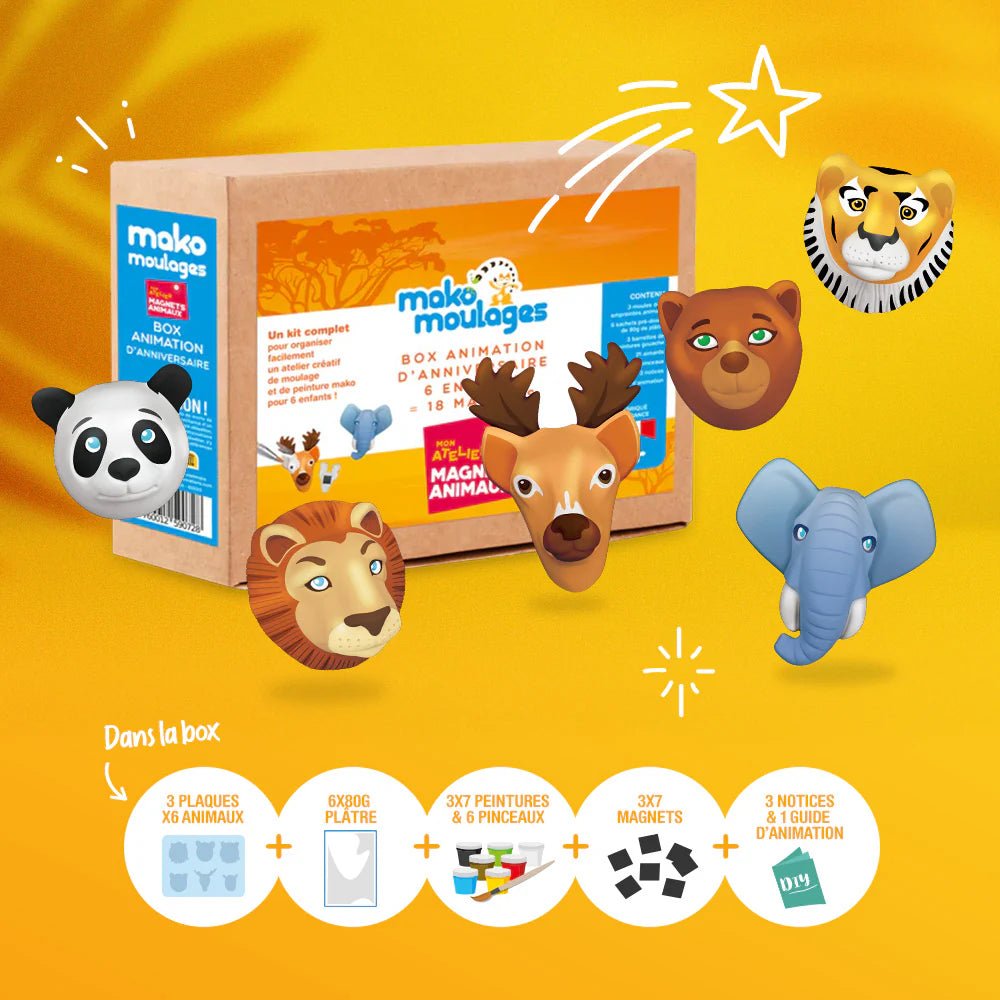Box Animation Anniversaire - Mako Moulages Magnets Animaux - Mako Créations - myplayground