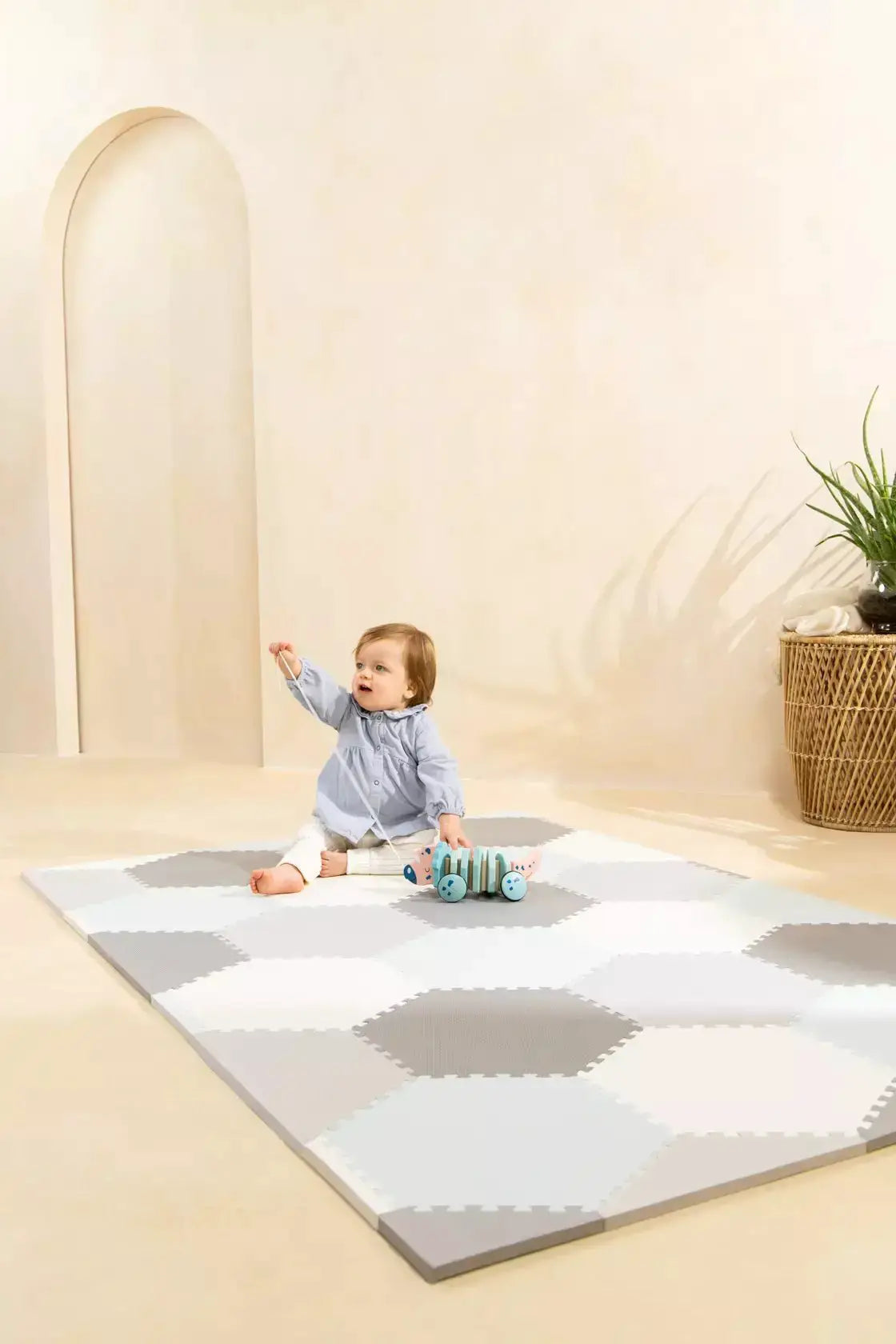 Tapis de jeu hexagonal - gris - Coco Village by Coco Village