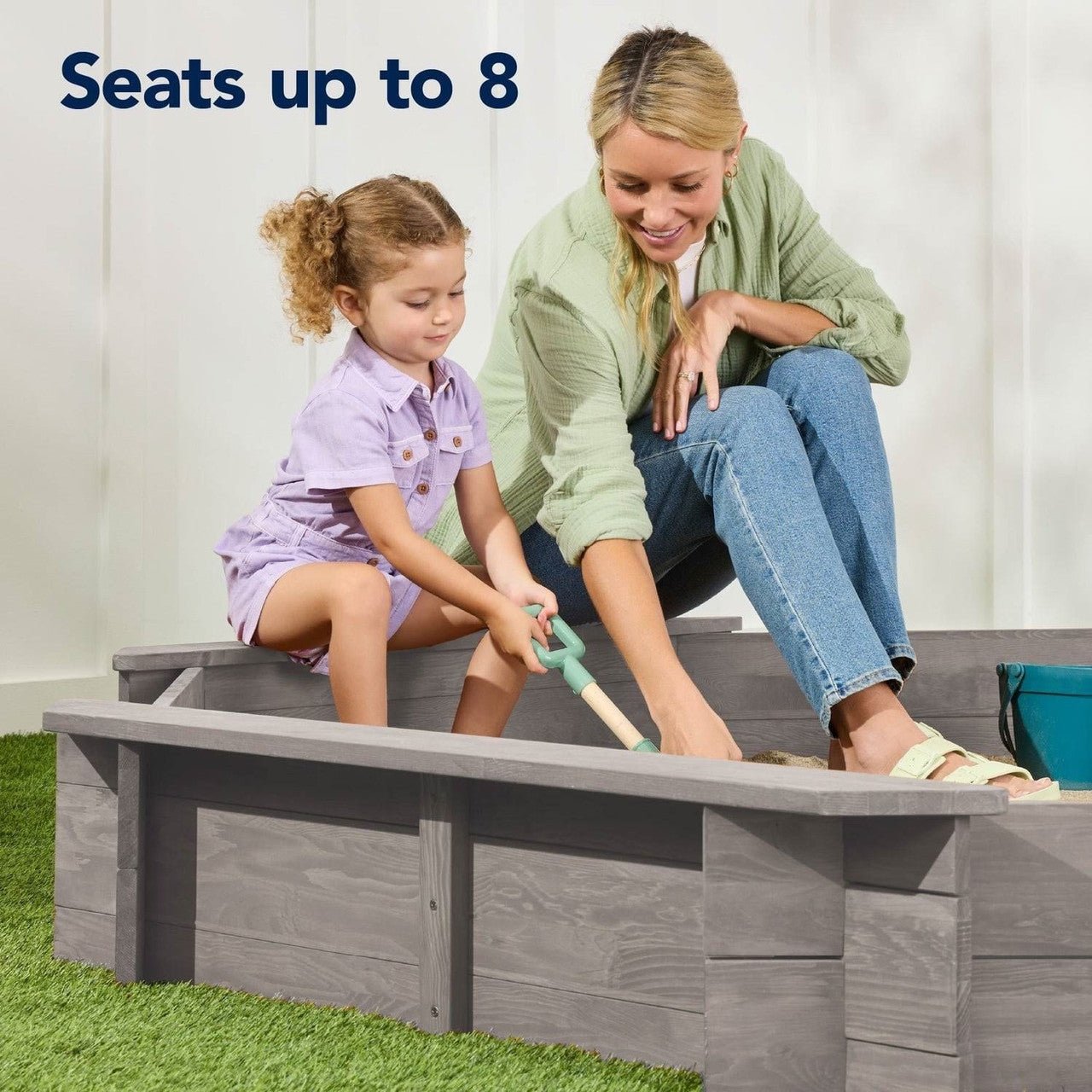 Outdoor Kid's Octagonal Sandbox in Grey Wood Finish - myplayground