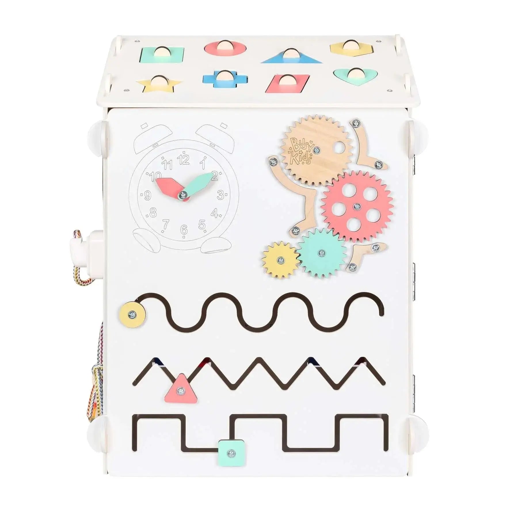 Maisonnette Éducative Blanche - Bois Natura, 12 à 18 mois, montessori - BusyKids by BusyKids