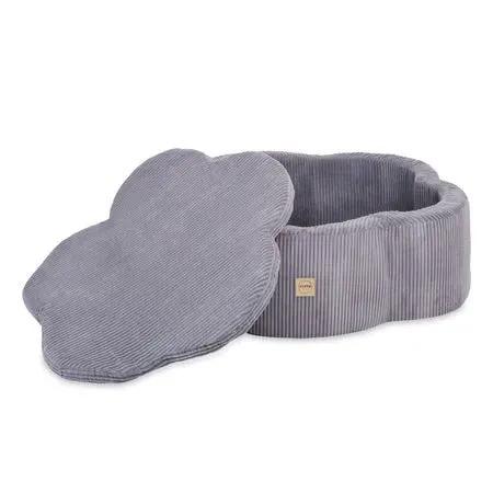 Piscine à balles, 95x30, gris, velours côtelé premium, Floral Fun Zone -Plush Nest - Misioo by Misioo