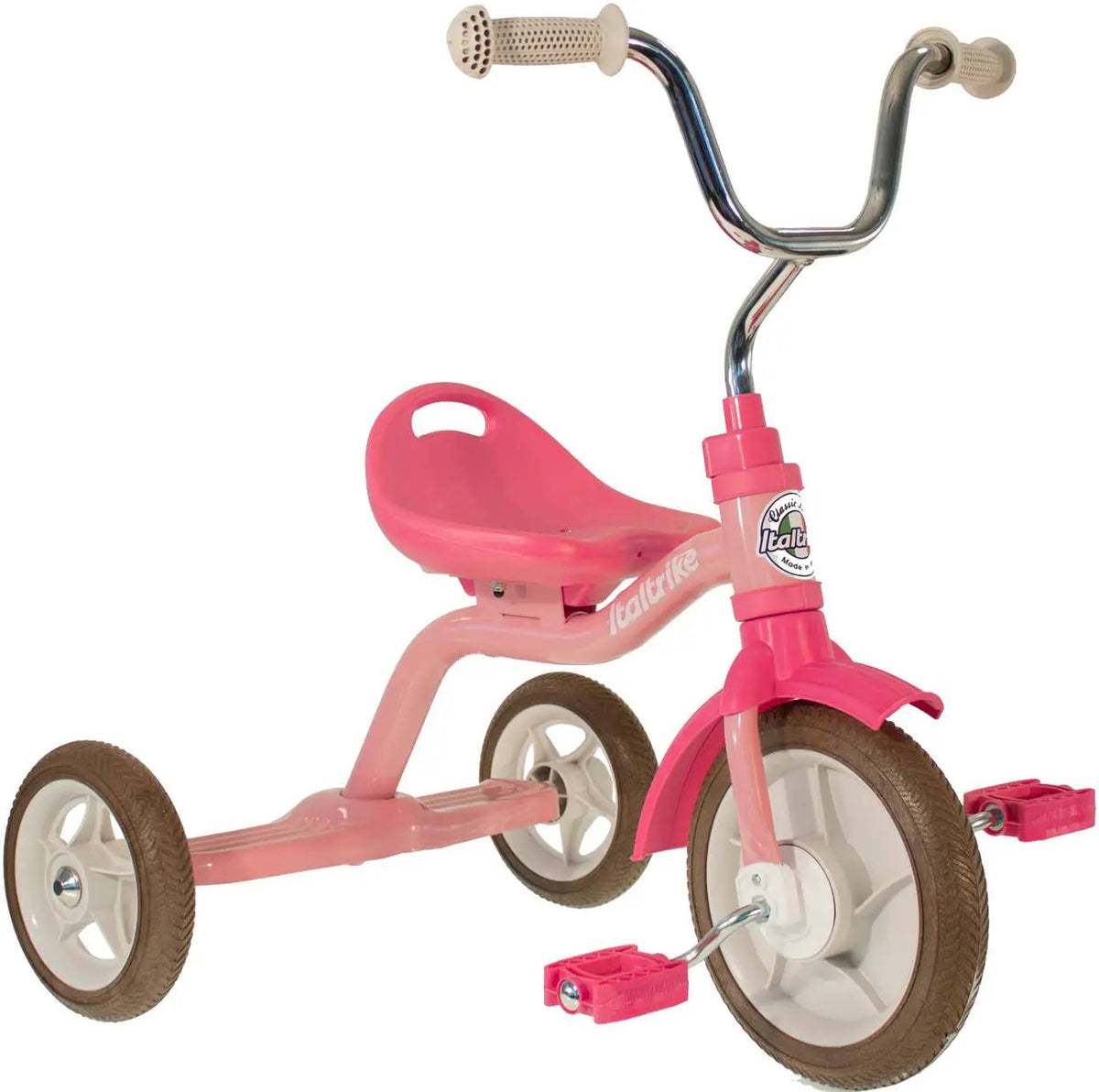 Tricycle Super Touring Rose Italtrike Pour Enfants 2 À 5 Ans Guidon Chromé Châssis Métal Robuste by Italtrike