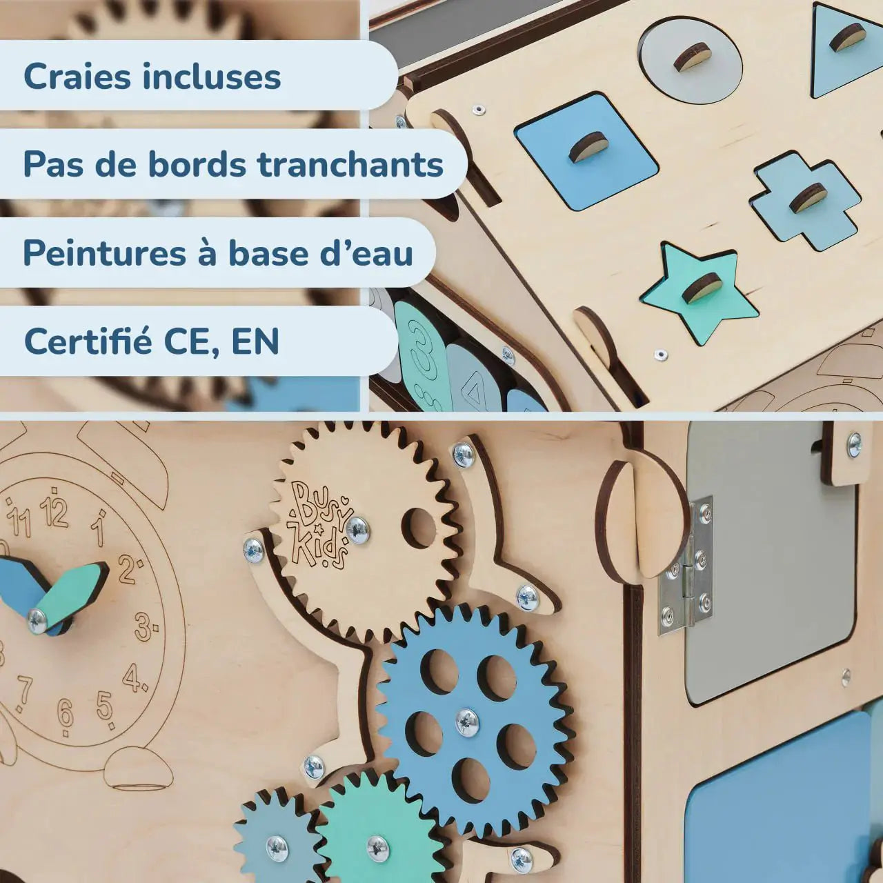 Ensemble Maisonnette et Cube Interactif - menthe, bois natura, 12 à 18 mois - BusyKids by BusyKids
