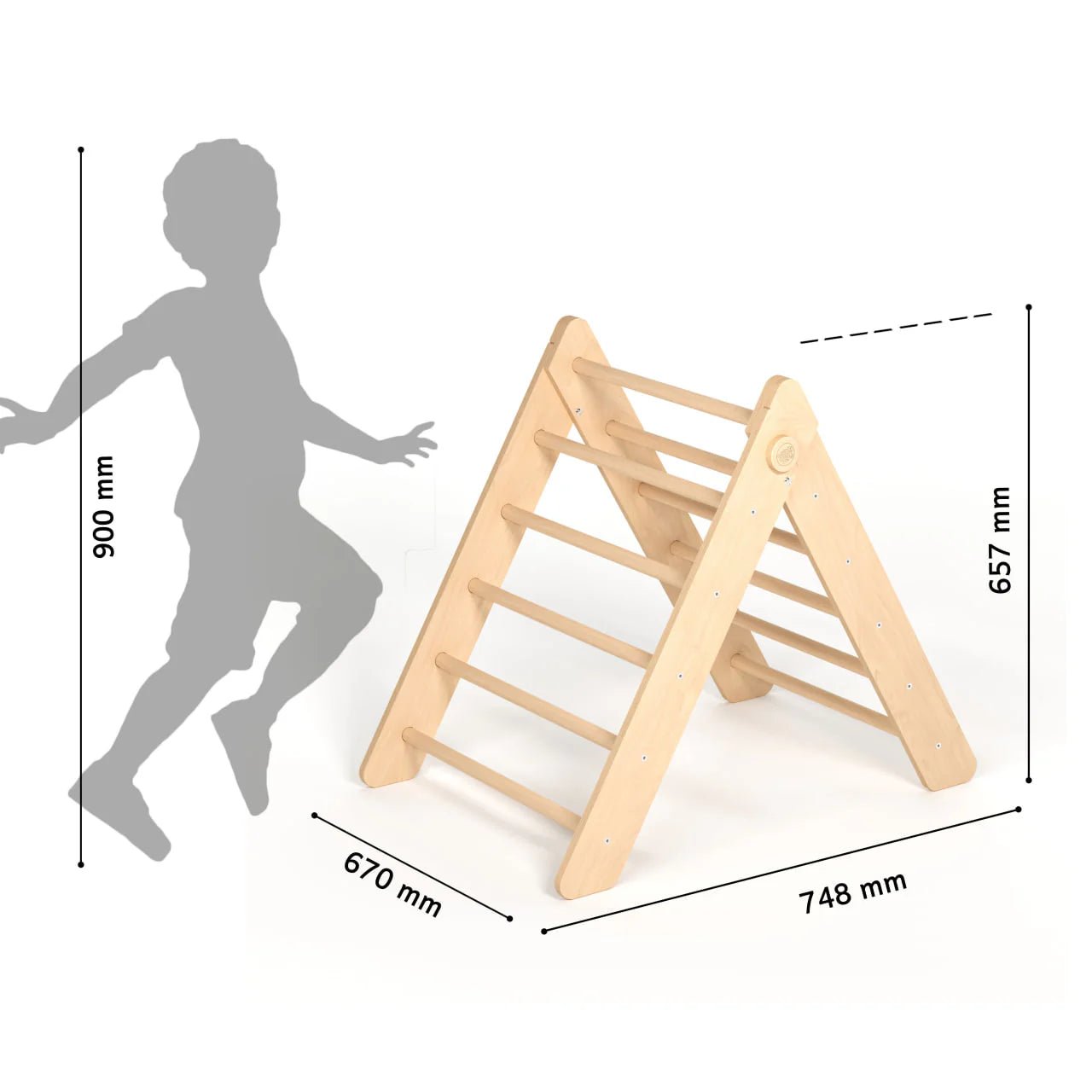 Triangle de Motricité Pikler - couleur Nature, bois brut (non verni), 12 à 18 mois - BusyKids - myplayground