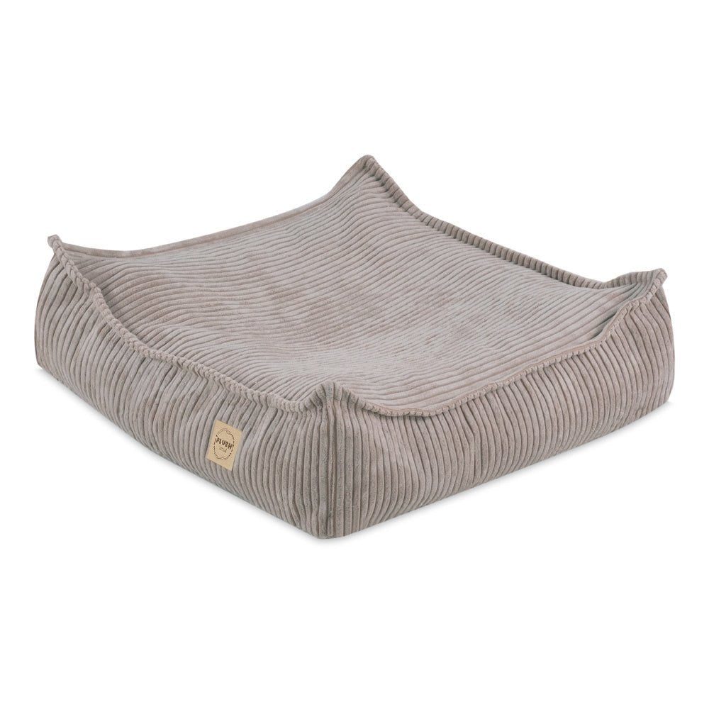 Pouf 60x60 cm - Coussin de sol, velours côtelé beige premium - Plush Nest by Misioo