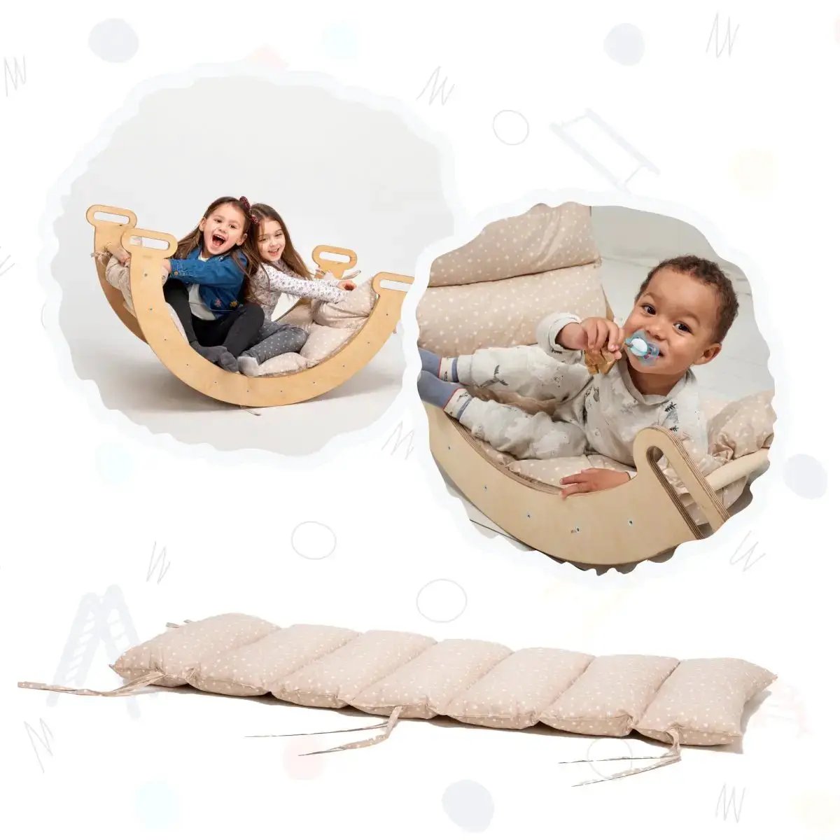 Goodevas Climbing Arch Cushion for Kids Soft Cloud Like Seat with Star Pattern Montessori Inspired by Goodevas