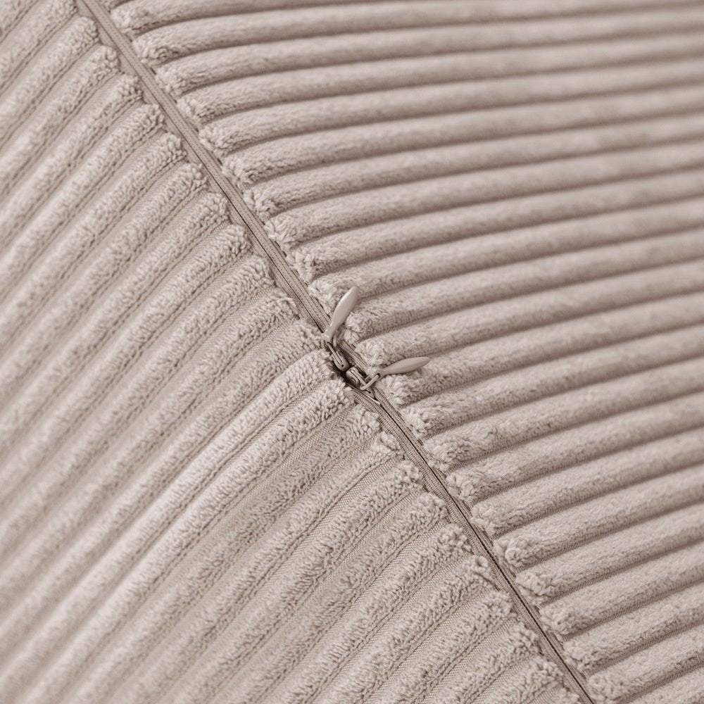 Pouf rond 40x30 cm - Velours côtelé beige premium, coussin de sol - Plush Nest - myplayground