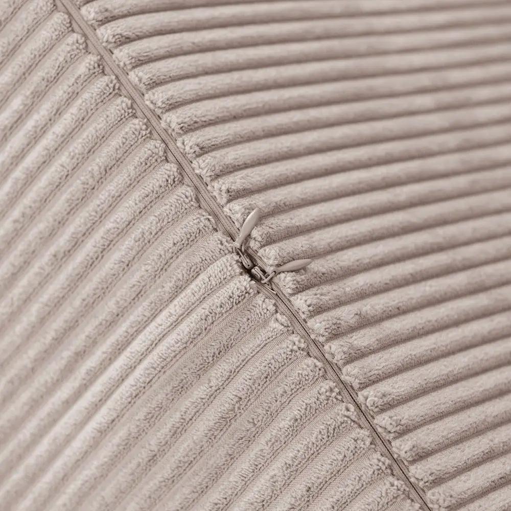 Pouf rond 40x30 cm - Velours côtelé beige premium, coussin de sol- Plush Nest by Misioo