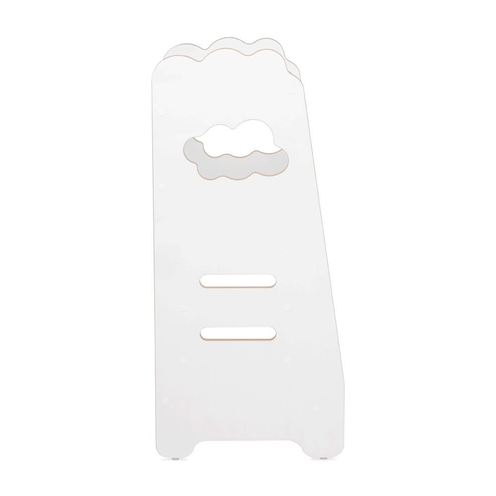 Tour d'apprentissage enfant - blanc nuage, bois, 2 niveaux, montessori en bois, tabouret pour enfant - Plush Nest by Misioo