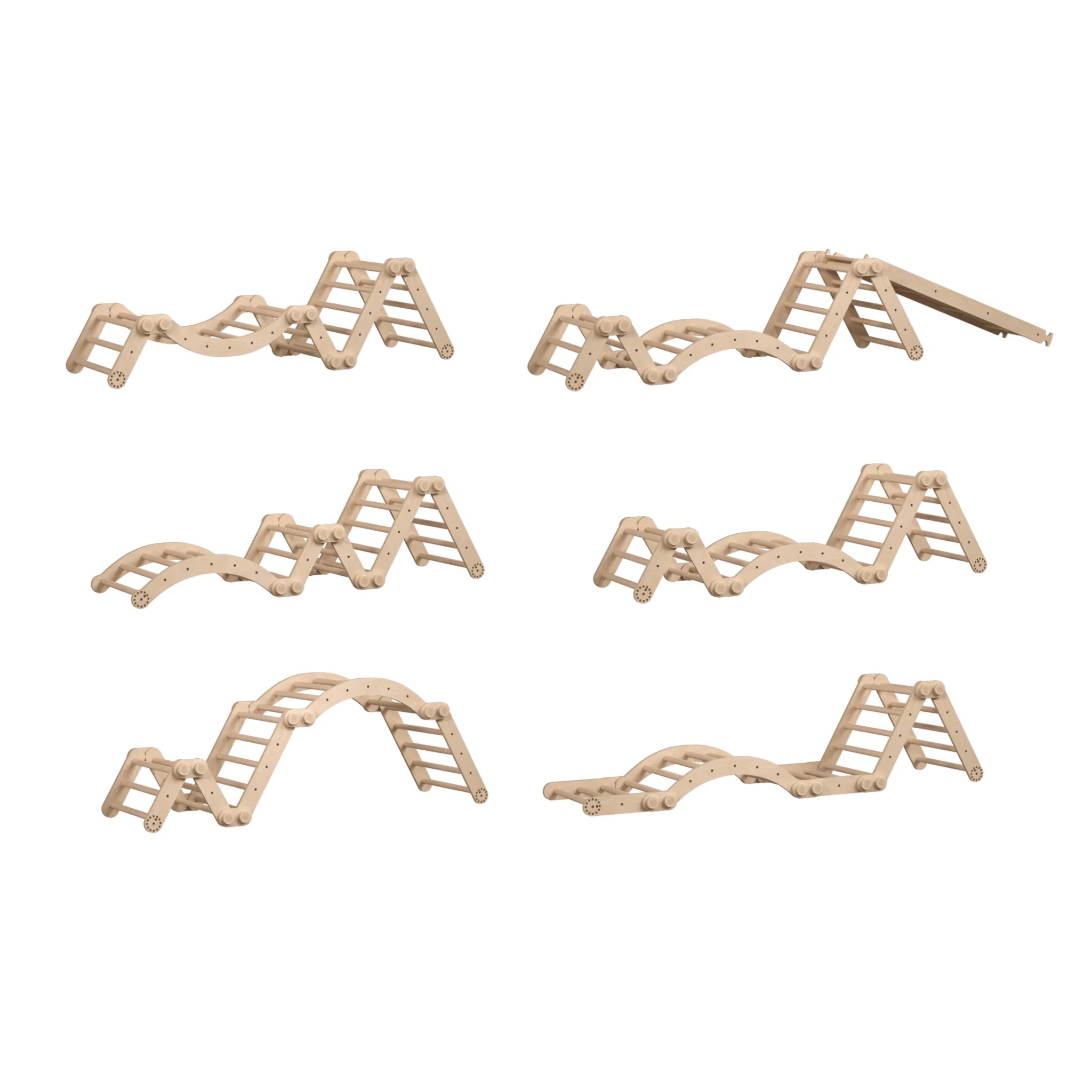 Ensemble d’escalade inclinable (set xl avec rocker + planche) - arc-en-ciel, bois brut (non verni), 18 à 24 mois - BusyKids by BusyKids