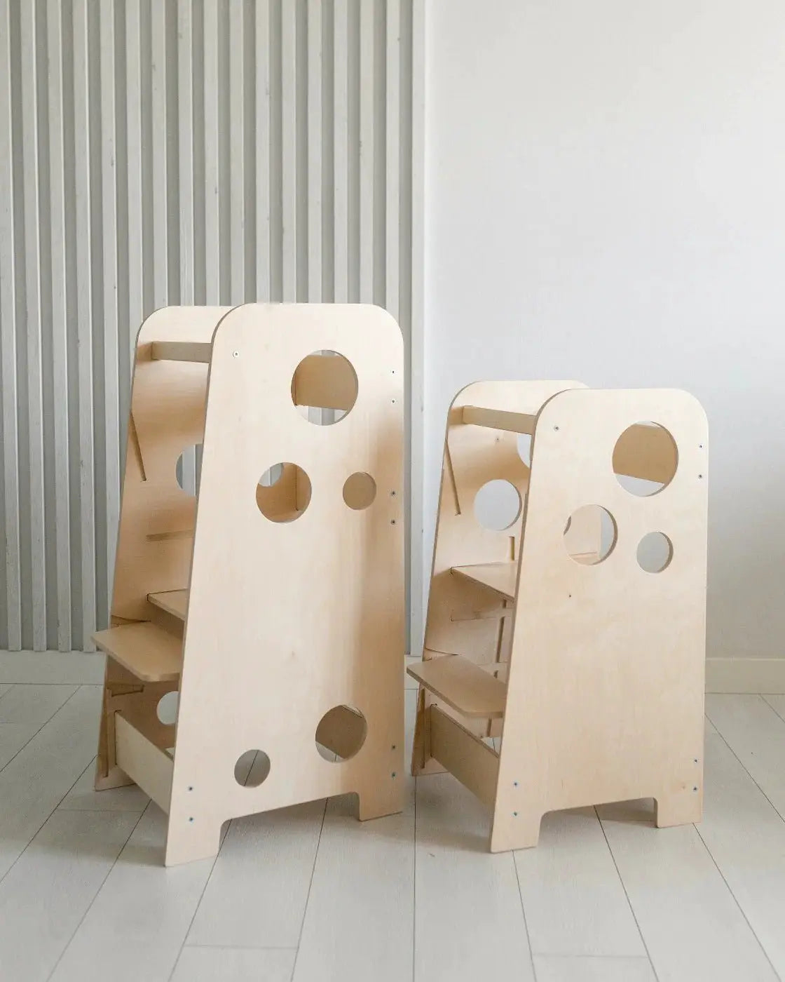 Tour Ajustable d’Apprentissage 3-en-1 XL - Bois Brut (non verni) - 18 à 24 mois - BusyKids by BusyKids