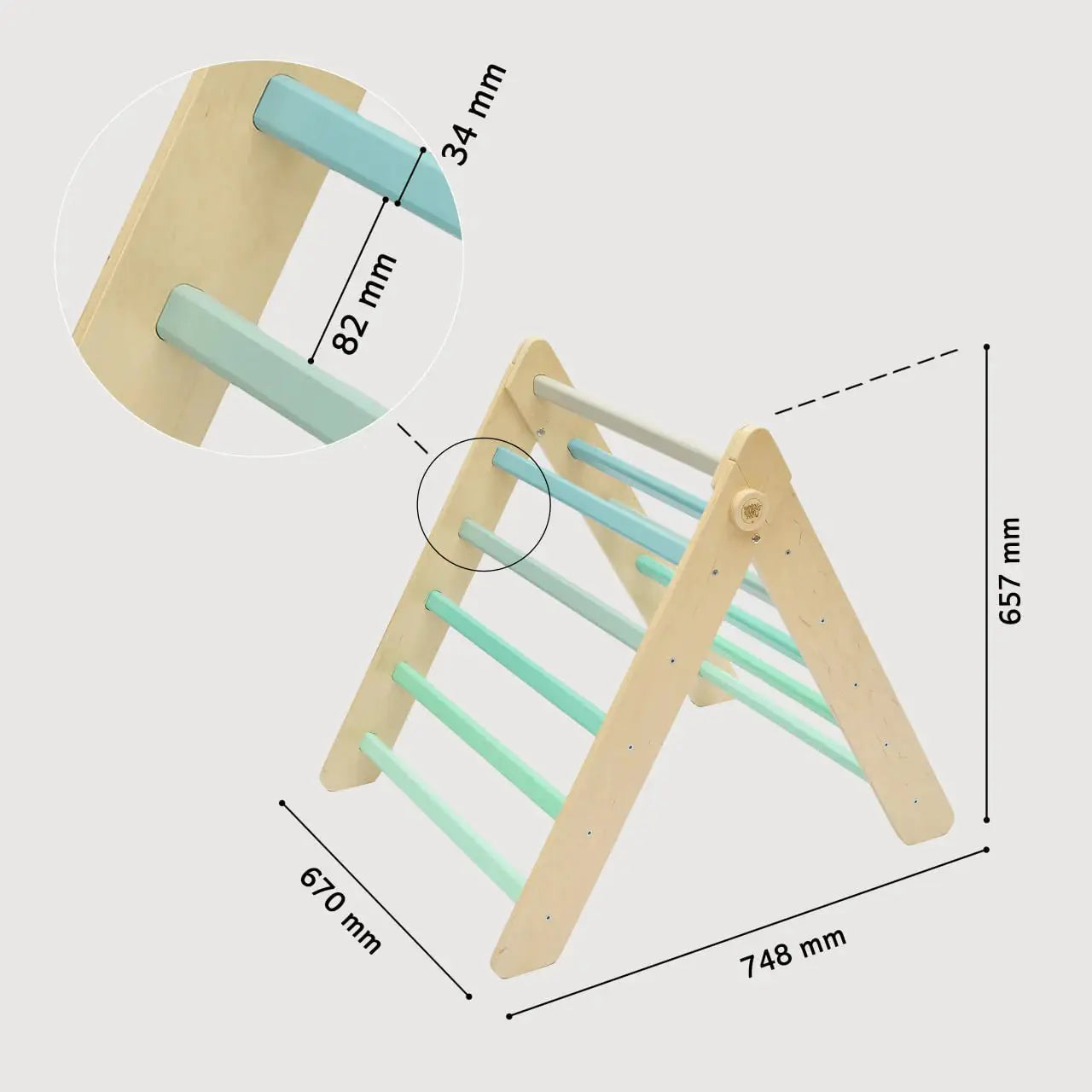 Triangle de Motricité Pikler - Menthe, bois natura, 12 mois - BusyKids by BusyKids