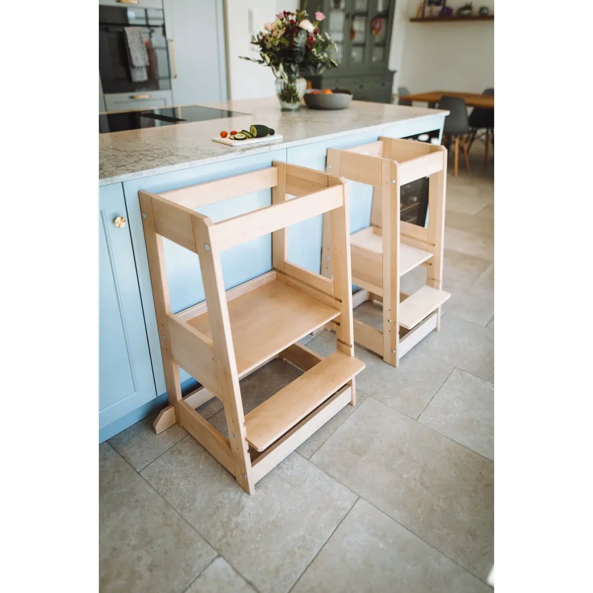 tiSsi® siblings / twin learning tower FELIX, growing with the child, solid beech NATURAL by tiSsi ® Familie beginnt mit uns™