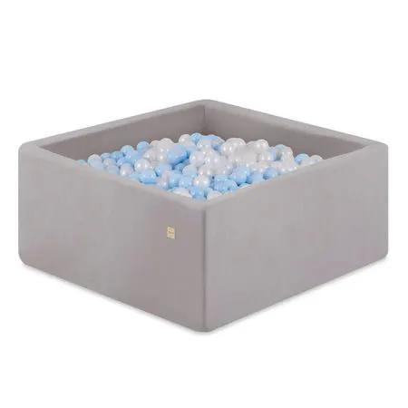 Piscine à balles Carrée - 130x130x50 cm, Gris Clair, Active - Plush Nest by Misioo