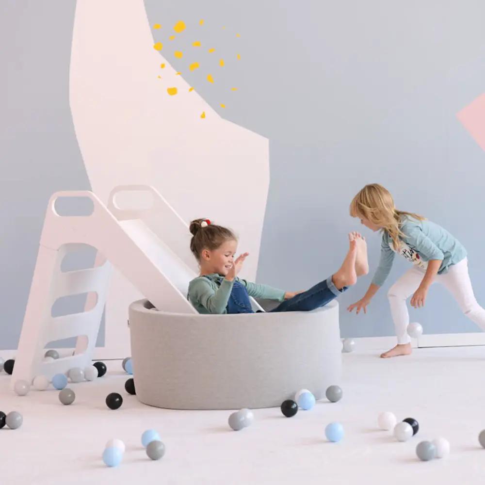 Piscine à balles - ronde 90x30 cm, coton gris - Plush Nest - Misioo by Misioo