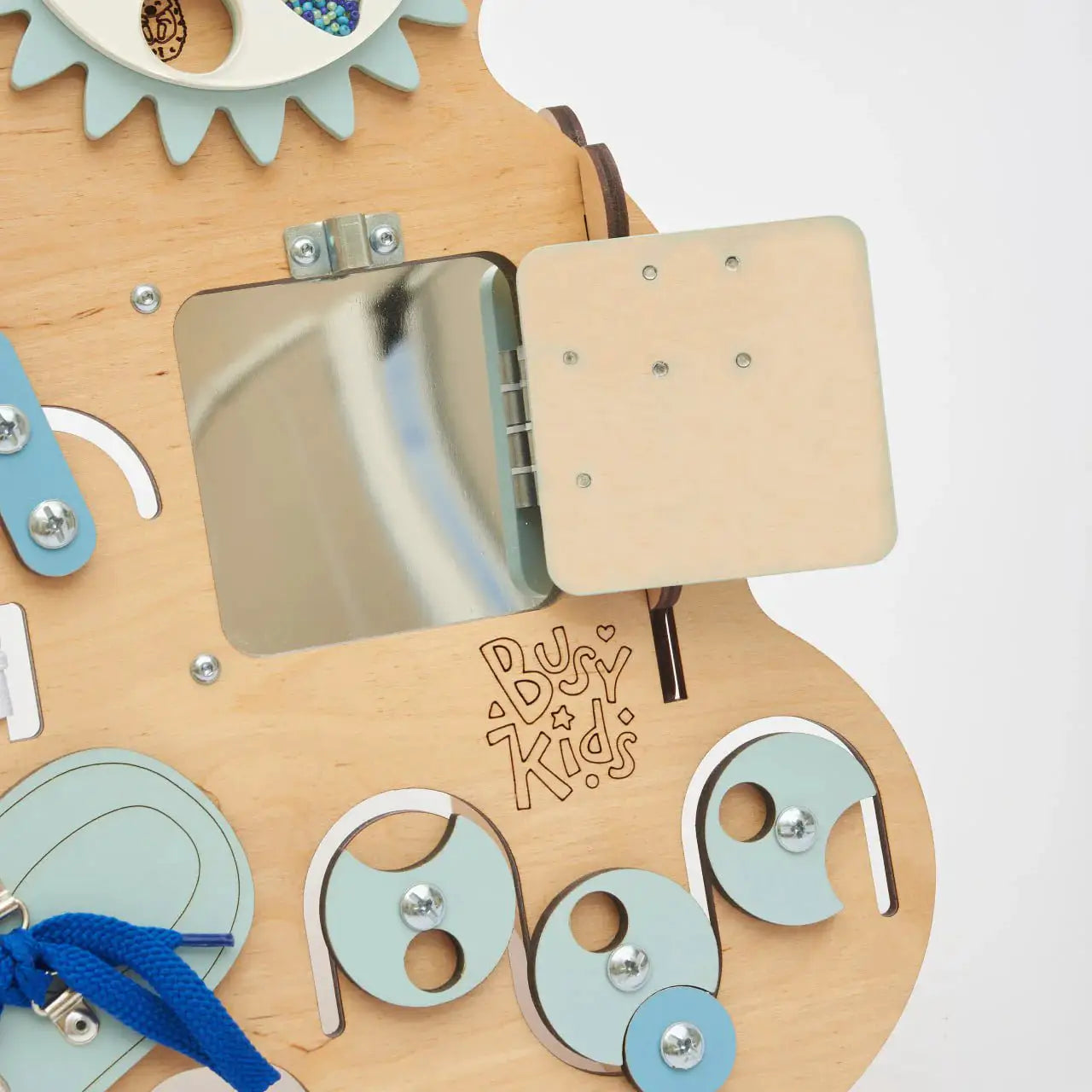 Busy Board « Ourson Curieux » - Bois Natura, 12 mois - BusyKids by BusyKids