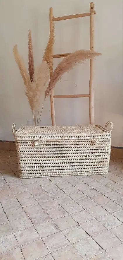 Coffre de Rangement en Osier - Feuille de Palmier - Melecraft by Melecraft