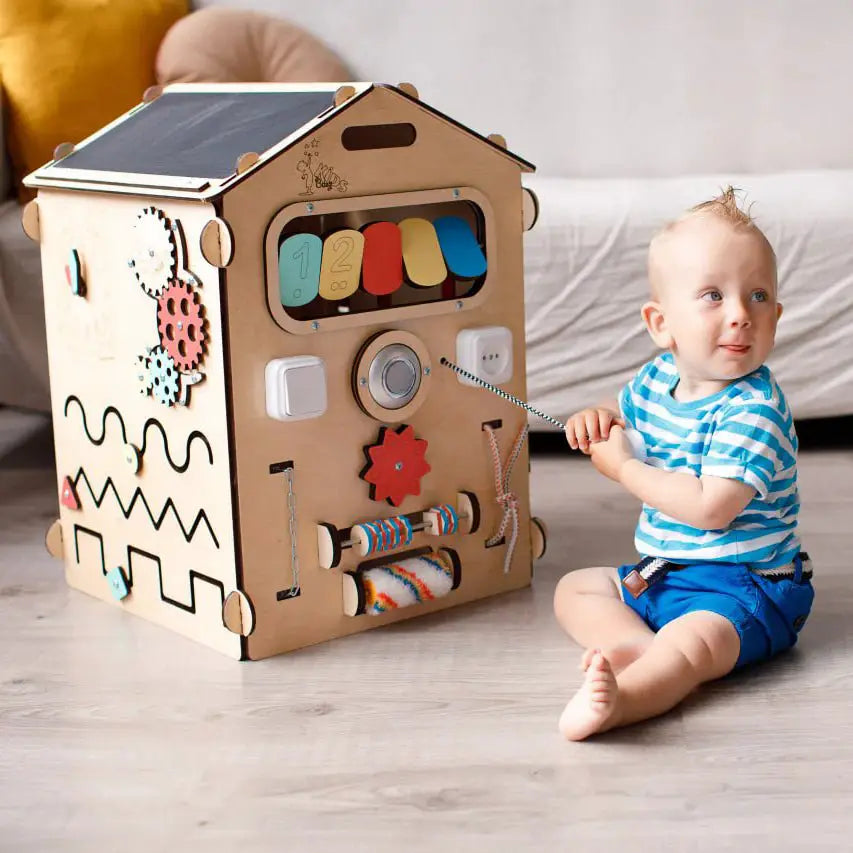 Ensemble Maisonnette Natura et Cube Interactif - Bois Natura - 12 à 18 mois - BusyKids by BusyKids