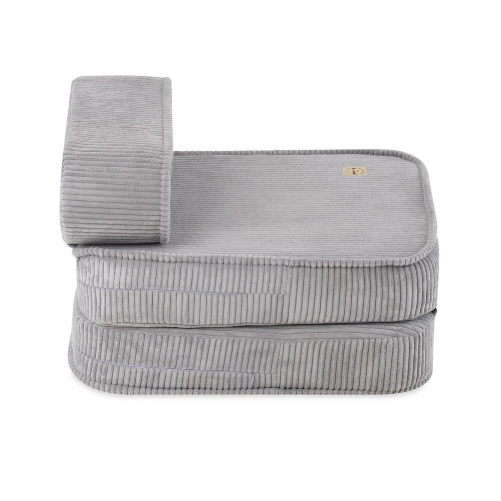 Chaise longue enfant, 150x60x25 cm, velours côtelé gris premium - Plush Nest - myplayground