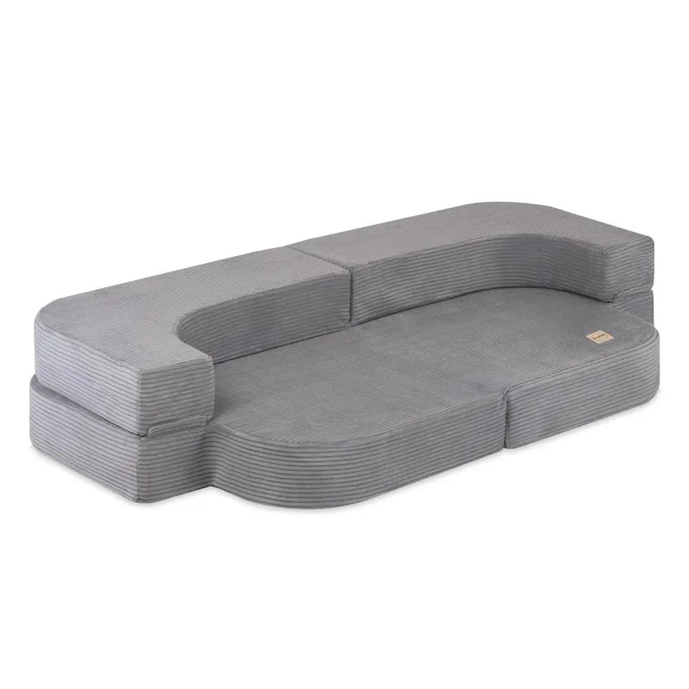 Canapé-lit Foldie - Velours côtelé gris premium, lavable, imperméable - Plush Nest by Misioo