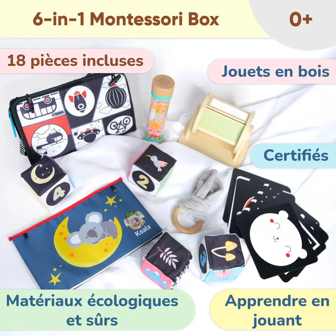 Coffret de Jeu Montessori pour les bébés - 0 à 6 mois - BusyKids by BusyKids