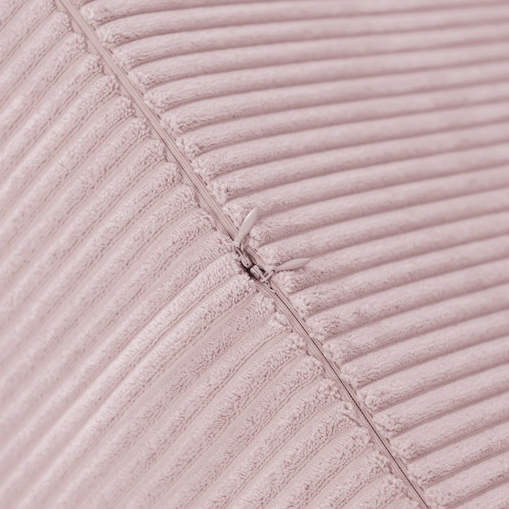 Pouf rond 40x30 cm - Velours côtelé rose clair premium, coussin de sol - Plush Nest - myplayground