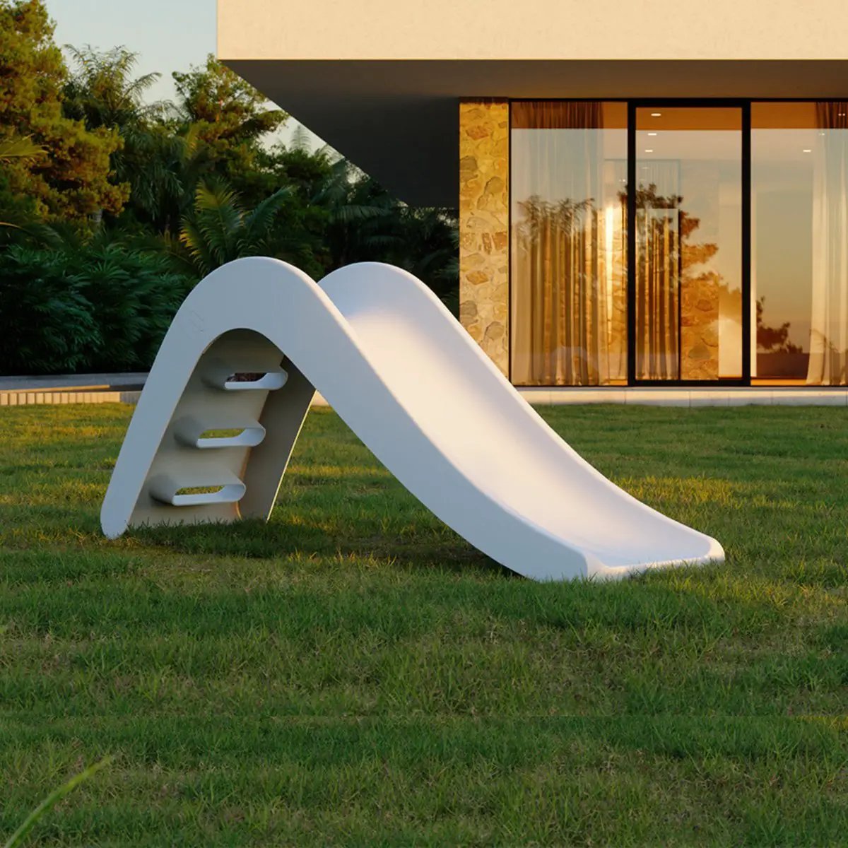 Toboggan Extérieur White Dolphin Pour Jardin Confort Et Glissade Amusante Pour Enfants Et Familles by Jupiduu - Designed for Kids