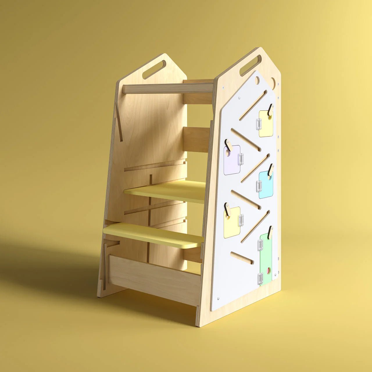 Tour d’Apprentissage Multifonctions 5 en 1 Play XL - Bois Brut (non verni), 18 à 24 mois - BusyKids - myplayground