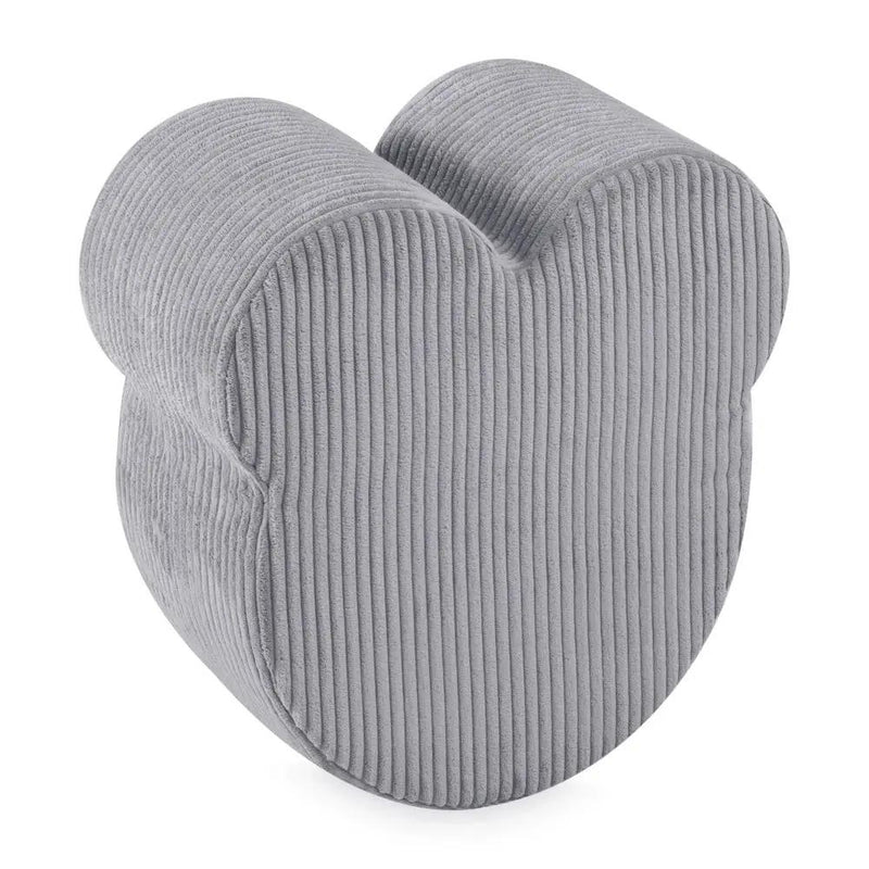 Pouf ourson 46x25 cm - Velours côtelé gris premium - Plush Nest by Misioo
