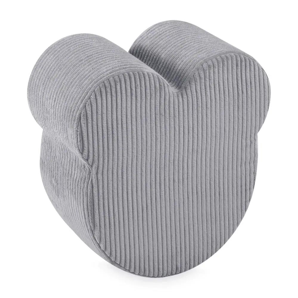 Pouf ourson 46x25 cm - Velours côtelé gris premium - Plush Nest by Misioo
