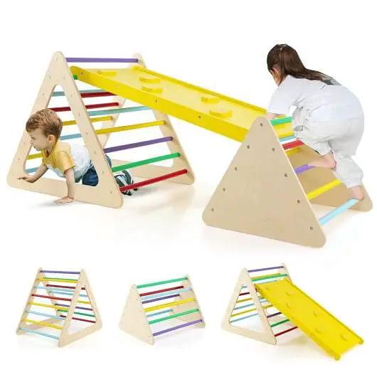 3 Piece Toddler Triangle Set Montessori with 2 Climbing Triangles and 1 Ramp-Colorful by myplayground