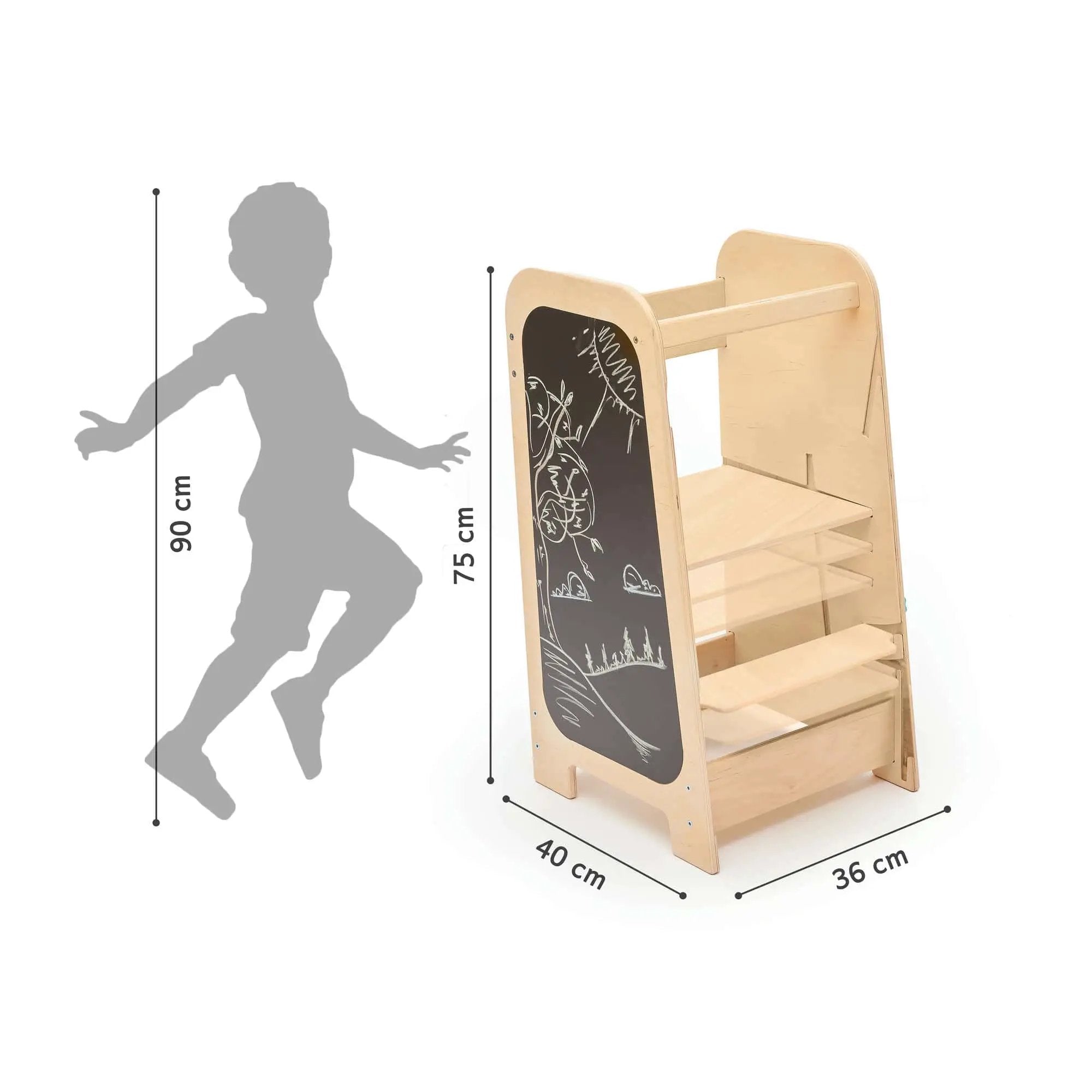 BusyKids - Tour d’Apprentissage Multifonctions 5 en 1 Menthe - Bois Brut (non verni) - 18 à 24 mois by BusyKids