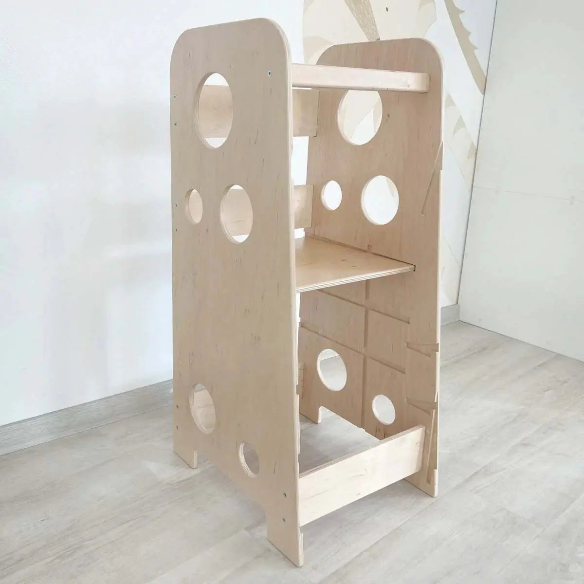 Tour Ajustable d’Apprentissage 3-en-1 XL - Bois Brut (non verni) - 18 à 24 mois - BusyKids by BusyKids