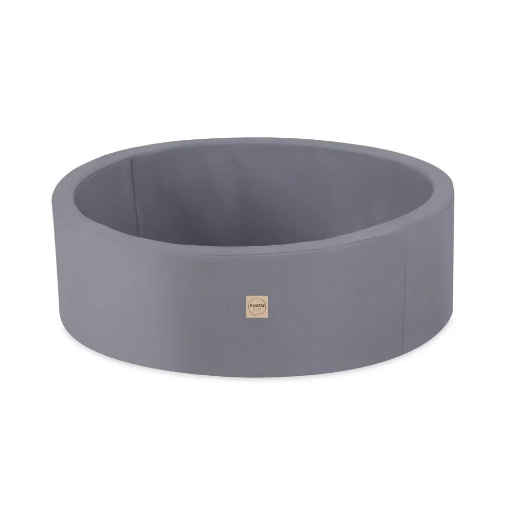 Piscine à balles extérieure - ronde 90x30 cm, grise imperméable ( 200 balles argent, bleu)– Plush Nest by Misioo