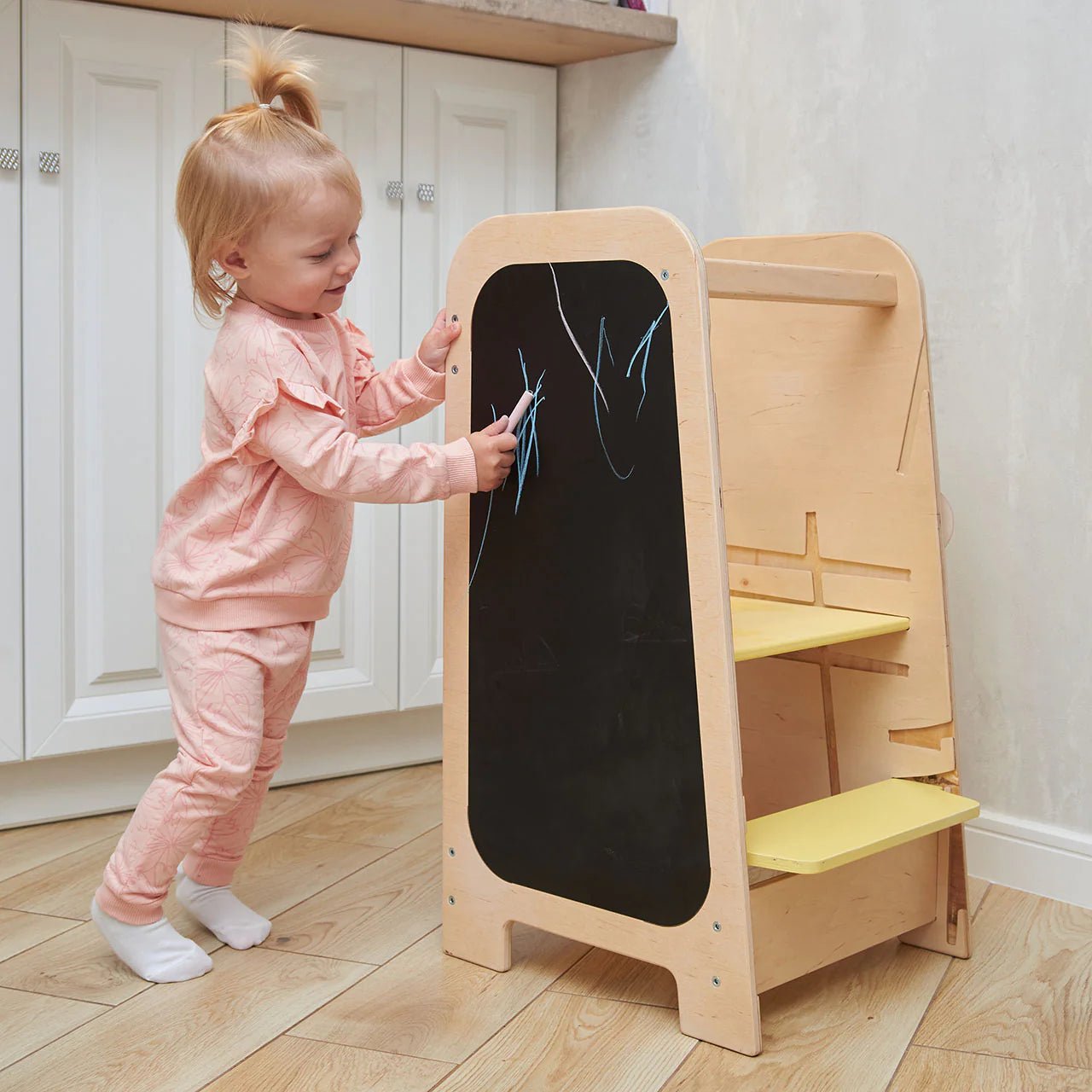 Tour d’Apprentissage Multifonctions 5 en 1 - vanille, bois brut (non verni), 18 à 24 mois - BusyKids - myplayground