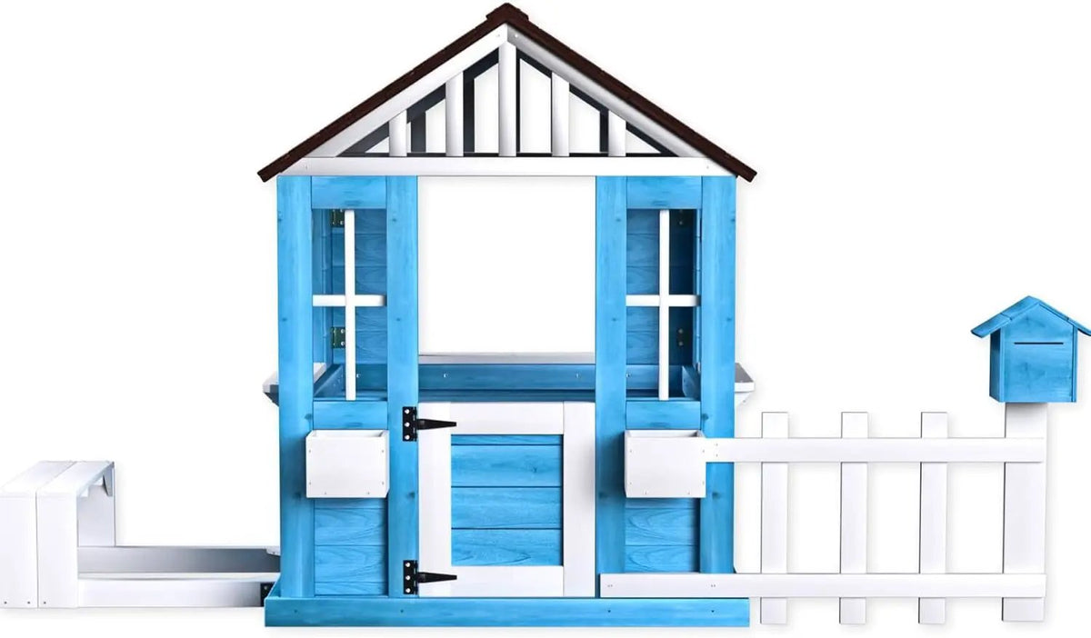 Outdoor Premium Solid Wood Playhouse For Kids With Bench by ShipItFurniture
