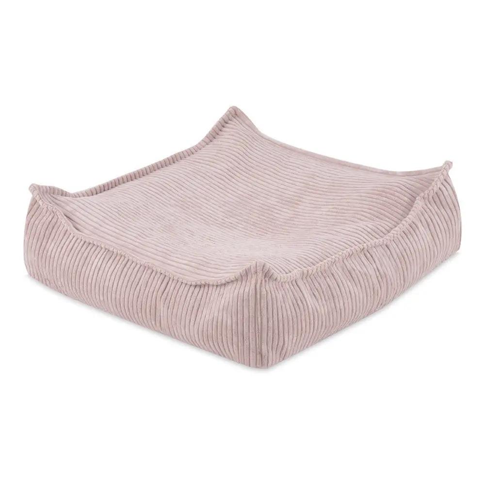 Pouf 60x60 cm - Coussin de sol, velours côtelé rose clair premium - Plush Nest by Misioo