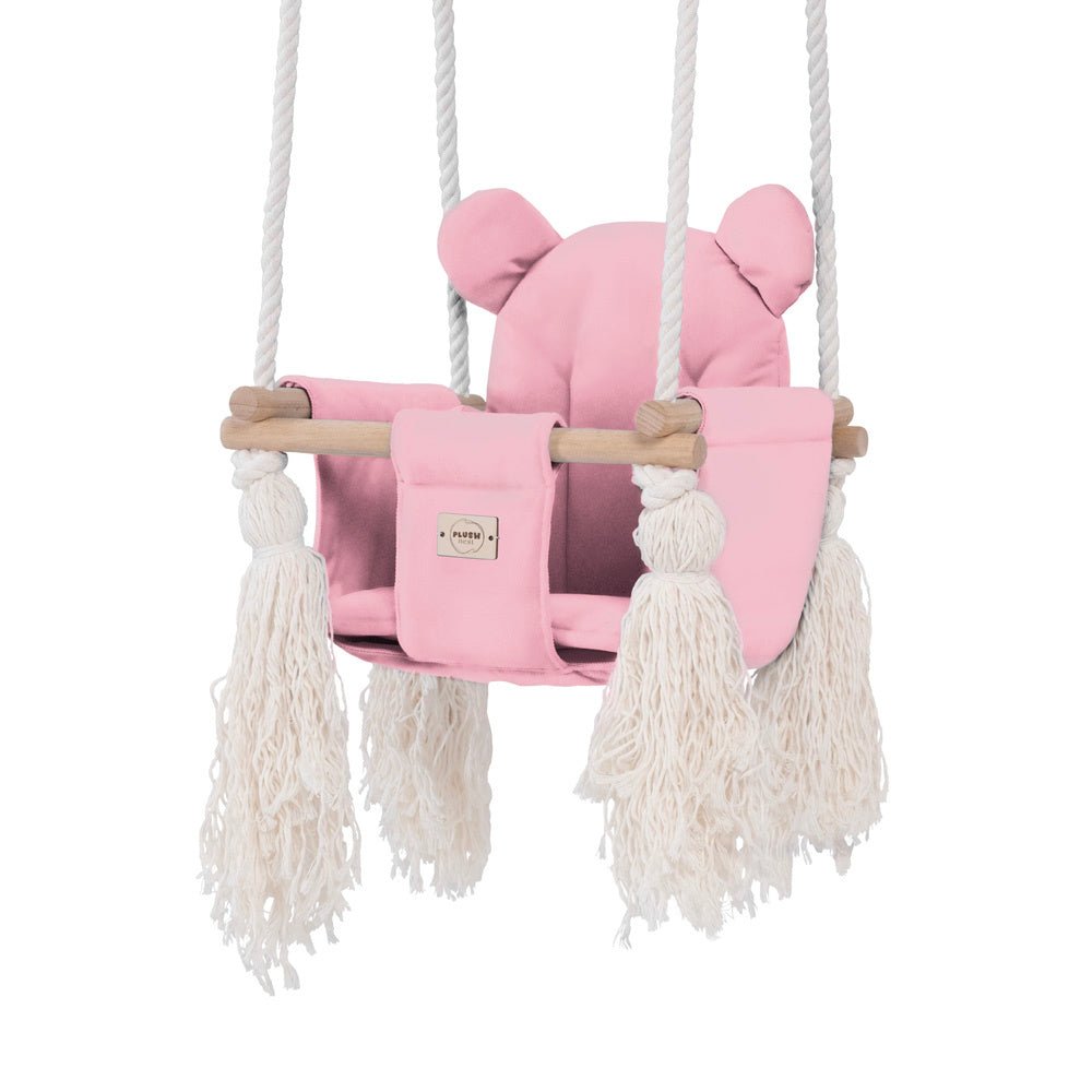 Balançoire Ourson - Velours rose - Plush Nest - myplayground