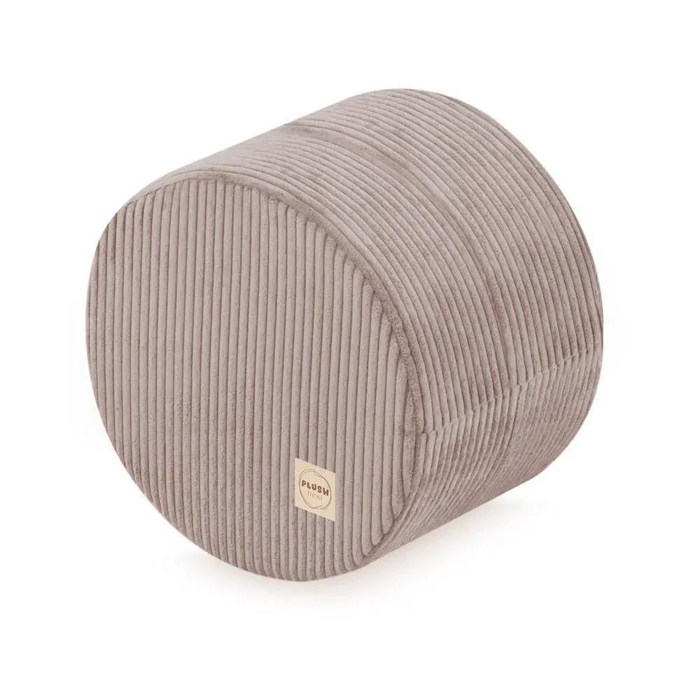 Pouf rond 40x30 cm - Velours côtelé beige premium, coussin de sol- Plush Nest by Misioo