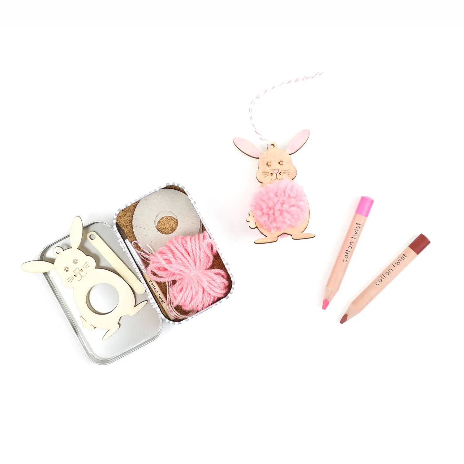 Coffret cadeau en forme de lapin à pompons by Cotton Twist