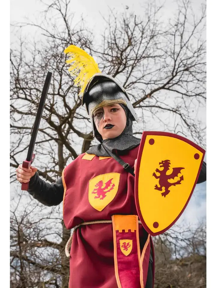 CASQUE FACIAL CHIEN AVEC PLUME COLOREE - Jeu de Rôle pour Enfants by KALID MEDIEVAL